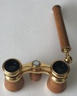 Vintage Made In Paris France Leather Wrapped Brass Opera Glasses Binoculars