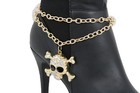 Women Boot Bracelet Metal Chain Gold Anklet Fashion Shoe Skull Rocker Charm Pair