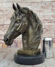 Horse Lovers Real Bronze Horses Head Bust Sculpture Statue Equestrian Decor