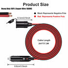 24 Ft Car Cigarette Lighter Socket Extension Cord Cable Heavey Duty Adapter 12v