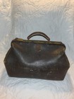 Vintage Leather Weathered  Doctor s Bag With Leather Handle And Brass Accents