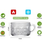 Mfacoy Vintage Coffee Mugs Set Of 2  14 Oz Embossed Glass Cups With Handle  C   