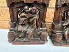 Old Antique Pair Of Carved Wooden Figures Chinese Japanese Asian  Bookends