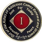 Black And Red Na Recovery Medallion  Narcotics Anonymous Sobriety Chip  1-45