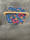 Vintage Sewing Basket Woven Padded Fabric Top Pin Cushion Box
