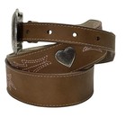 Wrangler Girls Heart Concho Taper Leather Western Belt  Pink Embroidery Sz Xxl