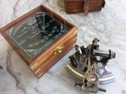 Antique Collectible Nautical Brass Working German Marine Sextant   Wooden Box