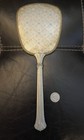 Vintage Handheld Mirror  Vanity  Mirror  Antique Metal  And Fabric