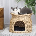 Large Wicker Cat House Handmade Rattan Double Basket Cat Dog Pet Bed Dome Basket