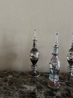 Six Black Egyptian Hand Blown Pyrex Glass Perfume Bottle 24k Gold Trim 7    Tall