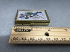 Vintage Pill Bar Box Gold Tone Metal Bird Floral 2 Compartment Travel Pill Case