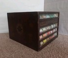 Antique Clark s O  N  T   Boilfast Embroidery 5 Drawer Display Cabinet Thread
