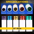 1 2   Drive 5pcs Wheel Lug Nuts Socket Set   Wheel Protector Impact Socket  I   