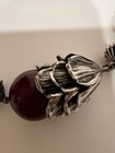 Vintage Czech Art Deco Glass Egyptian Burgandy Red Glass Necklace 18   