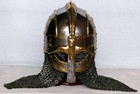 Hand-forged Viking Helmet     Steel Armor With Chain Mail  Larp   Cosplay Helmet
