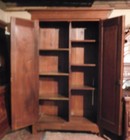 Walnut Two Door Wardrobe Cabinet With Sliding Shelves