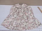 Vtg  80 s Girls Dress 4t Pink Rose Pattern Bow Collar Puff Sleeves Handmade 