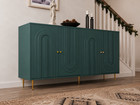 Modern Green Sideboard Buffet Cabinet Credenza With 4 Doors And Gold Metal Legs