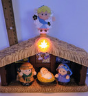Fisher Price Lp Musical   Light Up Nativity Stable Manger 7 Figures Cute