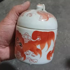 Nice Chinese Collectable Art Hand Famille Rose Porcelain Lion Teapot