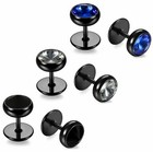 2 6 8pcs Men Women Spike Glass Stone Stud Earrings Stainless Steel Ear Plugs