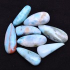 8 Pcs Natural Larimar Cabochon Untreated 26mm-33mm Loose Gemstones Wholesale Lot