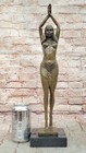 Bronze Signed Art Deco Rare Roaring C 1920s Nude Dancer Sculpture Statue Artwork