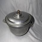 Made In Italy Vtg Mcm Hammered Aluminum Ice Bucket W lid