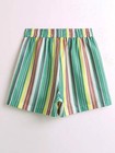 Womens Casual Colorful Stripe Shorts Drawstring Elastic Waist Shorts W  Pocket