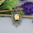 Day Of The Dead  Skull With Roses Cameo Brooch   Pin   For Jacket
