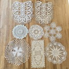 Vintage Lace Doily Lot Of 8 Handmade Crochet Lace Doilies Runners