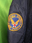 Vintage Us Air Force  New Jersey  Bomber Jacket Large  Military Patches Eagle 