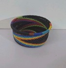 Handwoven South African Zulu Telephone Wire Basket Rainbow Swirl Bowl 3 75 