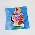 Rare Cubist Sebino Arte Fused Glass Art Tray Inspired Picasso Fillette Au Bateau