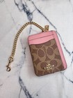 Nwt Coach Zip Card Case Wallet In Signature Canvas Cw883 Tan dusty Pink With Box