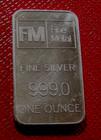 Fm Fine Metal  Bar 1 Troy Oz 999 Fine Silver-seldom Seen