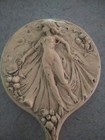 Vintage Art Nouveau Hand Mirror     Ornate Intricate Woman And Floral Carvings