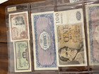 War 11 Money  foreign  Bought 25 Yrs Ago  Some Silk Bills  Velvet or Leather