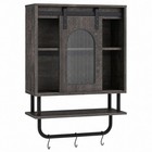 Storage Cabinet Modern Black Mdf 20  Wall-mounted Bathroom Credenza Furniture