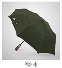 Folding Umbrella Real Wood Handle Auto Open Close Olive Green