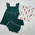Sammy Nat Nutcracker Velvet Dress Bloomers Set Girls 12 18 Months Green Holiday