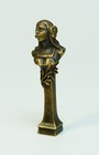 1900 s Art Nouveau Alphonse Mucha Bronze Maden Woman Figurine Wax Seal Stamp