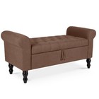 Storage Bench With Upholstered Rolled Arm Ottoman Bench Couch W  Solid Wood Legs
