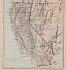 1875 California - Nevada Map Original   17x12   Railroads  Townships Large