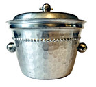 Vintage Mid Century Everlast Hammered Aluminum Insulated Covered Ice Bucket