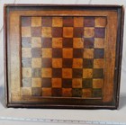 Antique Folk Art Inlaid Mahogany Maple Checkerboard Game Board Pennsylvania 1850