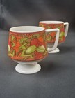2 Retro 1970 s Holt Howard Japan Footed Mugs Red   Orange Fruits Vintage Mcm Hip