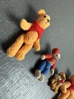 Miniature Jointed Teddy Bear Dollhouse Micro Mini Plush Toy Stuffed Vtg Lot 4