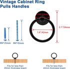 6 Pcs Matte Black Ring Pull Handle Knobs