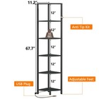 Furnulem 6 Tier Corner Shelf With Led Light  67 5  Black 6 Tier  Oak